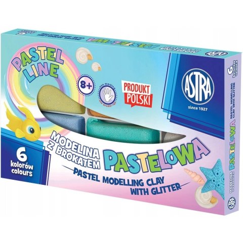 Modelina pastelowa z brokatem 6 kolorów 304118001 ASTRA