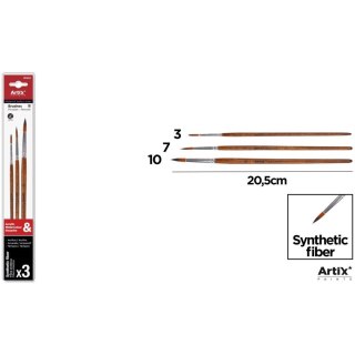 Pędzle malarskie nr.3,7,10 okrągłe (3szt) PP230 ARTIX