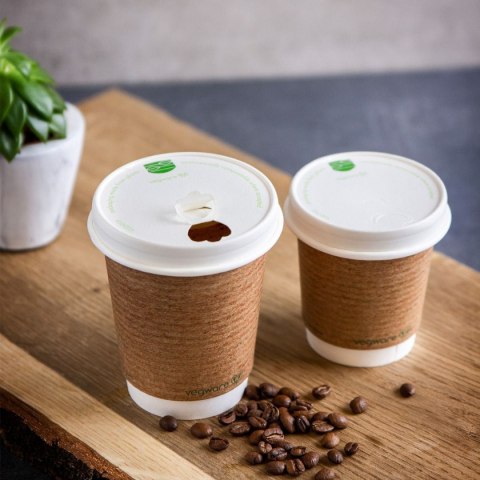 Pokrywka papierowa do kubka papierowego 250ml biała 50 szt. 100% biodegradowalna VLID79P VEGWARE