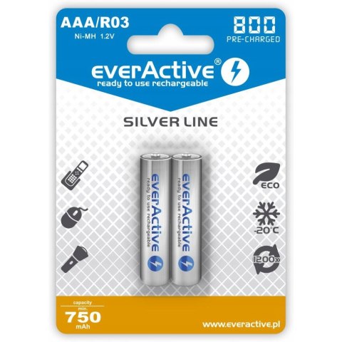 Akumulatorek Ni-MH EVERACTIVE Silver Line AAA/HR03 750mAh blister (2szt)