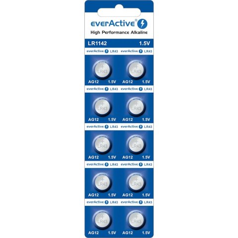 Bateria EVERACTIVE AG12/LR1142/SR43/LR43 1,5V alkaliczna blister (10szt)