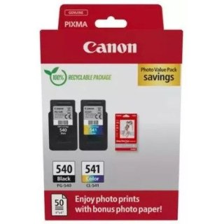 Tusz CANON (PG-540+CL-541/5225B013AA) czarny 8ml + kolor 8ml (2szt) + papier foto (50szt)