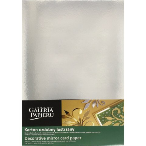 Karton ozdobny A4 SREBRNY lustrzany 300g (10) 208916 GALERIA PAPIERU