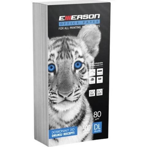 Papier ksero DL 80g EMERSON TIGER (210x99mm) (receptowy) biały 500ark xb1/3A4copyemerson80g