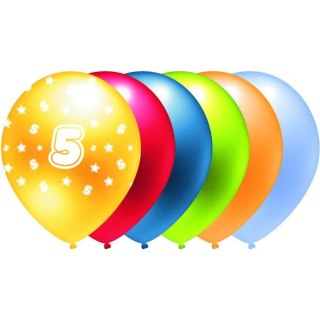 Balon metalik nadruk 5 mix kolor 5szt. B194 GO PARTY