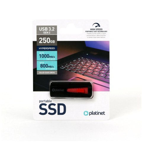 Dysk SSD zewnętrzny 250GB PLATINET USB 3.2 1053/890MB/s czarny (45868)