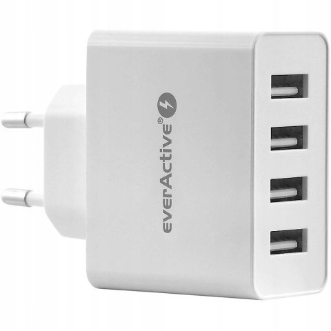 Ładowarka sieciowa 230V EVERACTIVE SC-400 4xUSB 5V 5A 25W biała