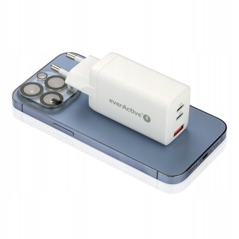 Ładowarka sieciowa 230V EVERACTIVE SC-650Q 1xUSB 3A + 2xUSB-C 3,25A 65W biała