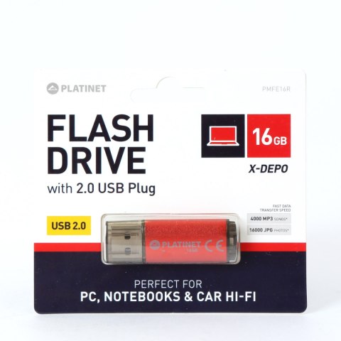 Pamięć USB 16GB PLATINET X-DEPO USB 2.0 czerwony (42174)