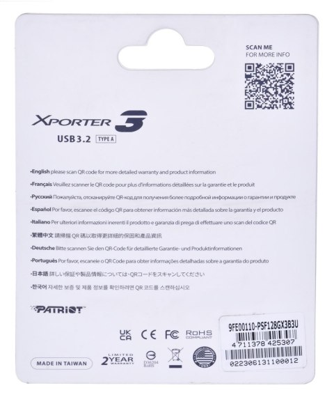 PARTIOT FLASHDRIVE Xporter 3 128GB Type A USB3.2