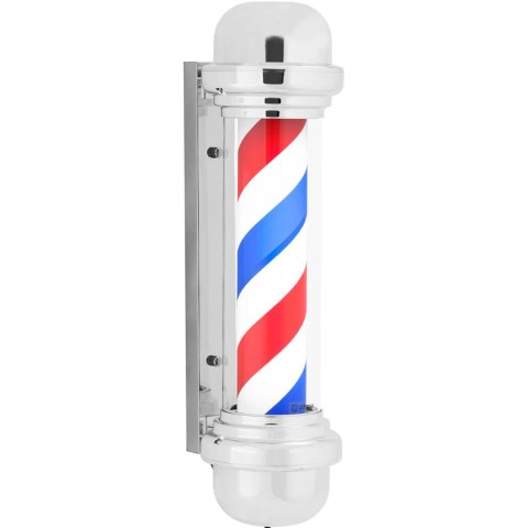 Słupek szyld fryzjerski barberski barber pole obrotowy podświetlany 38 cm - srebrny