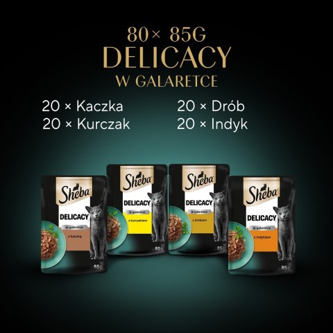 SHEBA Delicacy Drobiowe Smaki w galaretce - mokra karma dla kotów - 80x 85 g