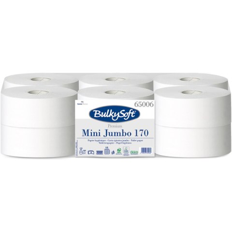 Papier toaletowy Mini Jumbo 170m (12szt) 65006 PREMIUM BulkySoft 100% celuloza