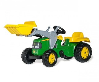 Rolly Toys 023110 Traktor Rolly Kid John Deere z łyżką i przyczepą