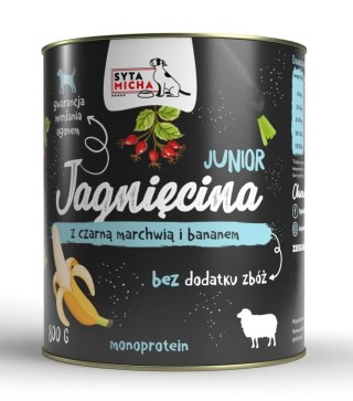 SYTA MICHA mokra karma dla szczeniąt jagnięcina z czarną marchwią i bananem 800g