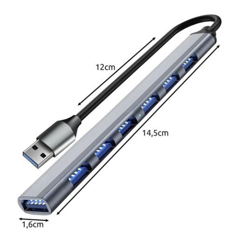 HUB USB- 1 port 3.2 + 6 portów 2.0 Izoxis 24374