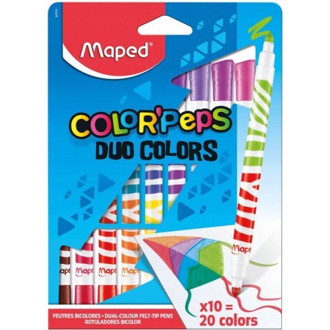 Flamastry dwustronne DUO COLORS 10sztuk - 20kolorów COLORPEPS 847010 MAPED