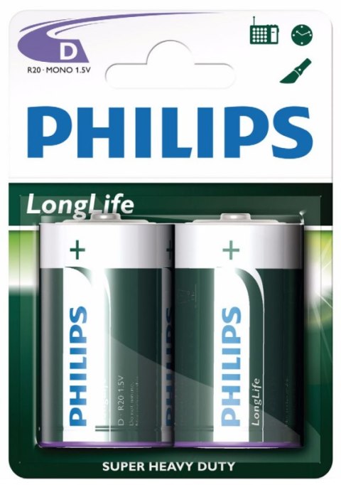 Baterie PHILIPS Cynkowo-chlorowa D (LR20, R20, 13A, MN1300, UM1, HP2) 2 szt. 8670 000 64085