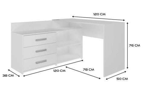 Biurko narożne + komoda DANY 120x50xH76 biały