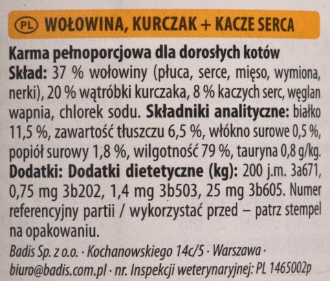 ANIMONDA Carny Adult wołowina, kurczak i kacze serca - mokra karma dla kota - 400 g