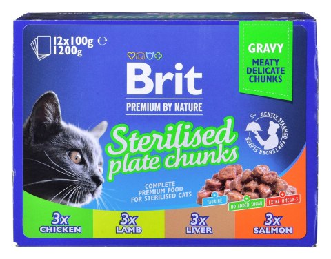 BRIT Premium Cat Sterilised Plate - mokra karma dla kota - 12x100 g