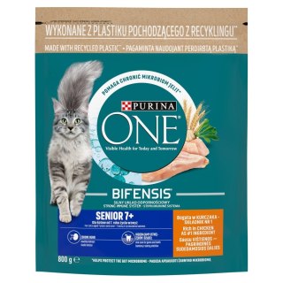 PURINA One Bifensis Senior 7+ Bogata w Kurczaka i Pełne Ziarna - sucha karma dla kota - 800 g (WYPRZEDAŻ)