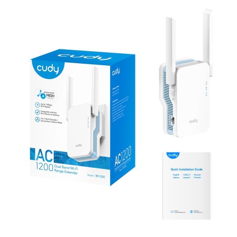 Wzmacniacz sygnału WIFI CUDY RE1200 LAN 1x10/100 AC1200 Dual Band Mesh