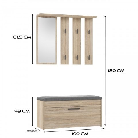 Garderoba PARMA 100x35xH180 sonoma