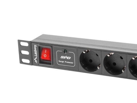 Listwa RACK, zasilająca Lanberg PDU-07F-0200-IEC-BK (7 x UTE; 10 A; 2m; kolor czarny)