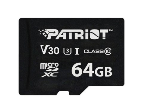 Patriot VX Series 64GB MicroSDXC V30 Class 10 UHS-I U3 4K UHD Memory Card PSF64GVX31MCX