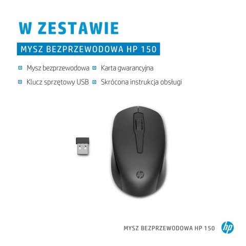 Mysz HP 150 Wireless Mouse bezprzewodowa czarna 2S9L1AA