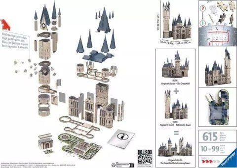 Puzzle 3D Budynki: Zamek Hogwarts Wieża 540 elementów