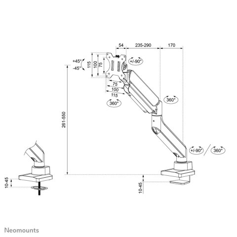 MONITOR ACC DESK MOUNT 17-49"/DS70PLUS-450BL1 NEOMOUNTS