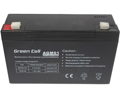 GREEN CELL AKUMULATOR ŻELOWY AGM01 6V 12AH