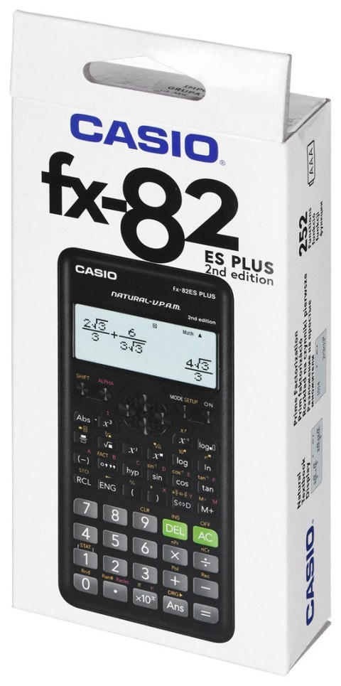 CASIO FX-82ESPLUS-2 KALKULATOR NAUKOWY, 252 FUNKCJE, 77X162MM, CZARNY BOX