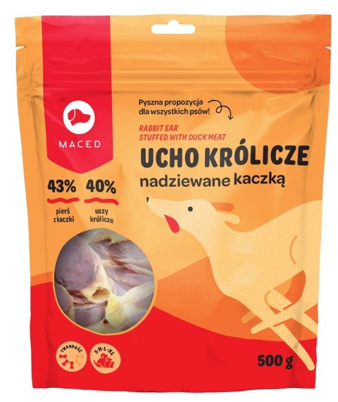 MACED Ucho królicze z kaczką - gryzak dla psa - 500 g