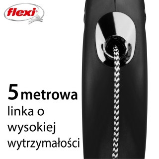 Smycz flexi automatyczna New Classic M linka 5 m - dla psa do 20 kg, kolor czarny