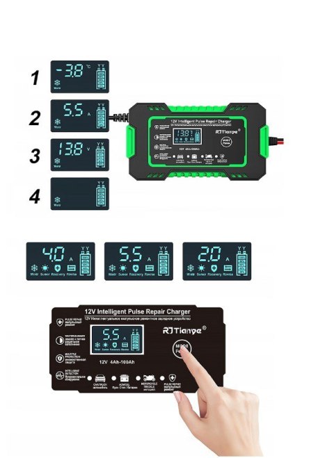 Prostownik akumulatorowy RJ Tianye RJ-C 120501A 12V, 6A