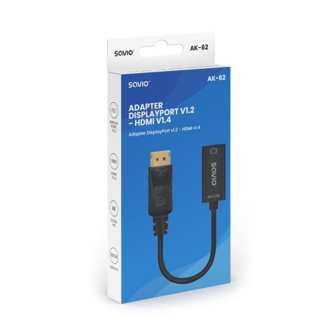 SAVIO ADAPTER DISPLAYPORT (M) V1.2 - HDMI A (F) V1.4, 4K AK-62