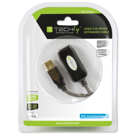 Techly IUSB-REP10TY kabel USB USB 2.0 10 m USB A Czarny