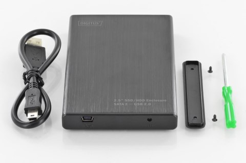 Obudowa USB 2.0 na dysk SSD/HDD 2.5" SATA II9.5/7.5mm, aluminiowa