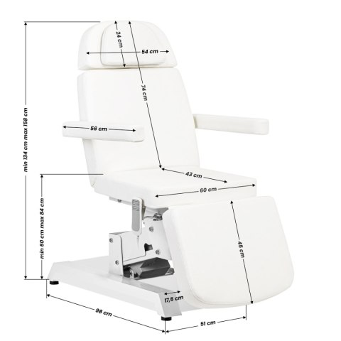 Fotel kosmetyczny Expert W-12D 2 silniki biały