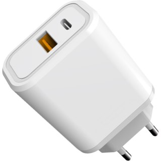 Ładowarka sieciowa 230V PLATINET 1xUSB-A + 1xUSB-C 30W biała