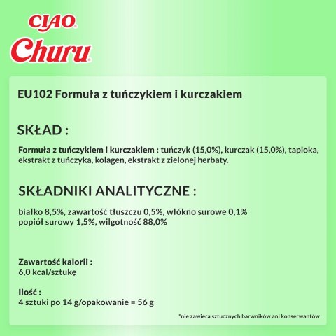 INABA Churu Tuńczyk z kurczakiem - przysmak dla kota - 4x14 g