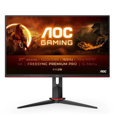 AOC 27G2SAE/BK monitor komputerowy 68,6 cm (27") 1920 x 1080 px Full HD LED Czarny, Czerwony