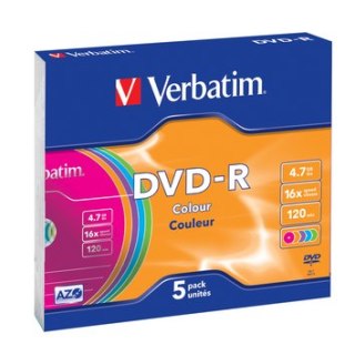 DVD-R 16x 4.7GB 5P Slim Colour 43557