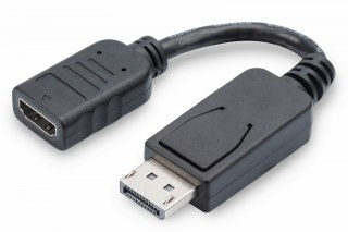 Kabel adapter Displayport z zatrzaskiem 1080p 60Hz FHD Typ DP/HDMI A M/Ż czarny 0,15m