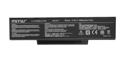 Bateria do Asus K72, K73, N73, X77 6600 mAh (71 Wh) 10.8 - 11.1 Volt