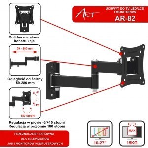 Uchwyt do TV LCD/LED 10-27" 15KG AR-82 regulacja pion/poziom 28cm