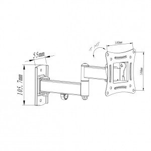 Uchwyt do TV LCD/LED 10-27" 15KG AR-82 regulacja pion/poziom 28cm